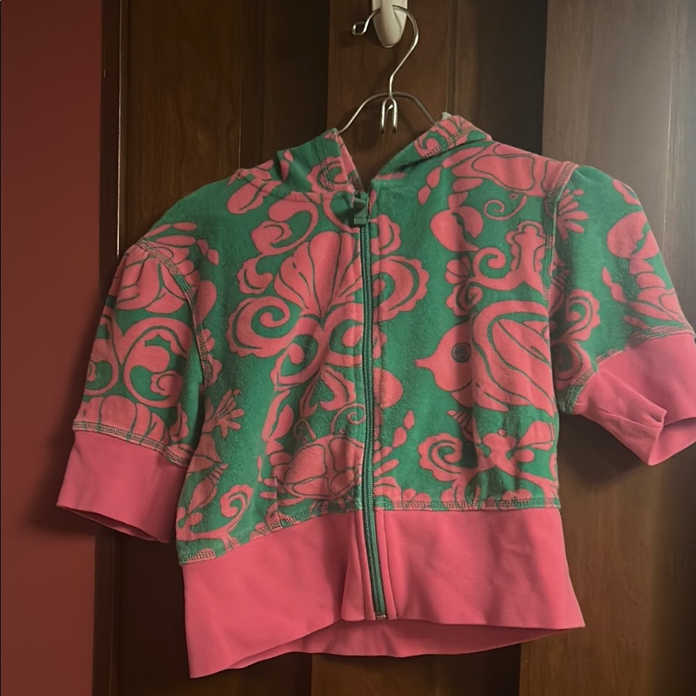 Pink and Green Lilly Pulitzer girls size 6 zip up terry